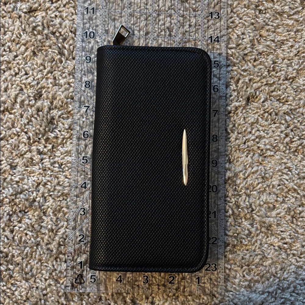 Black Textured Wallet with Gold Hardware - Picture 6 of 6